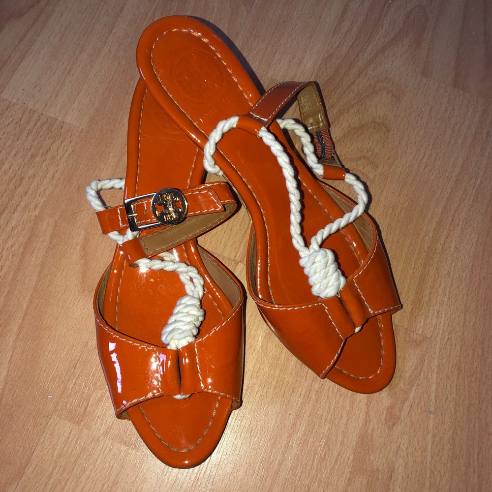Tory Butch Orange Low Heel Sandals